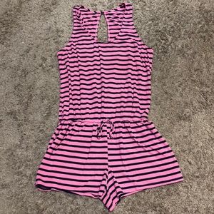 Hot Pink and Navy Striped Romper Size L